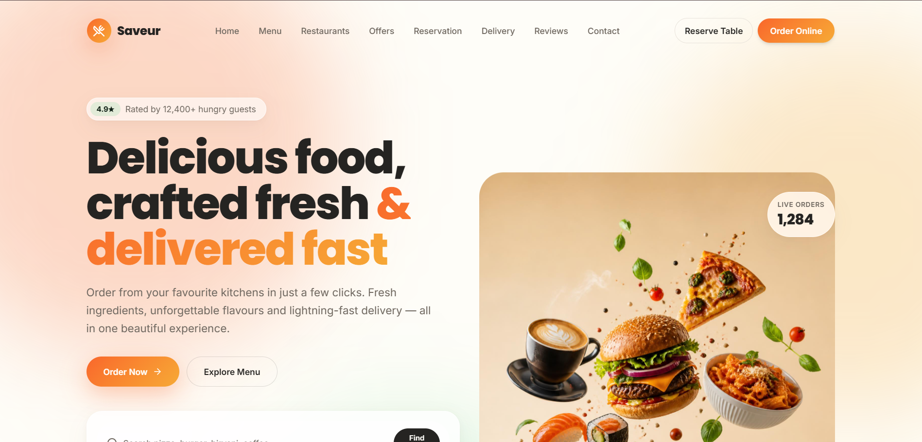 Saveur — food ordering web app